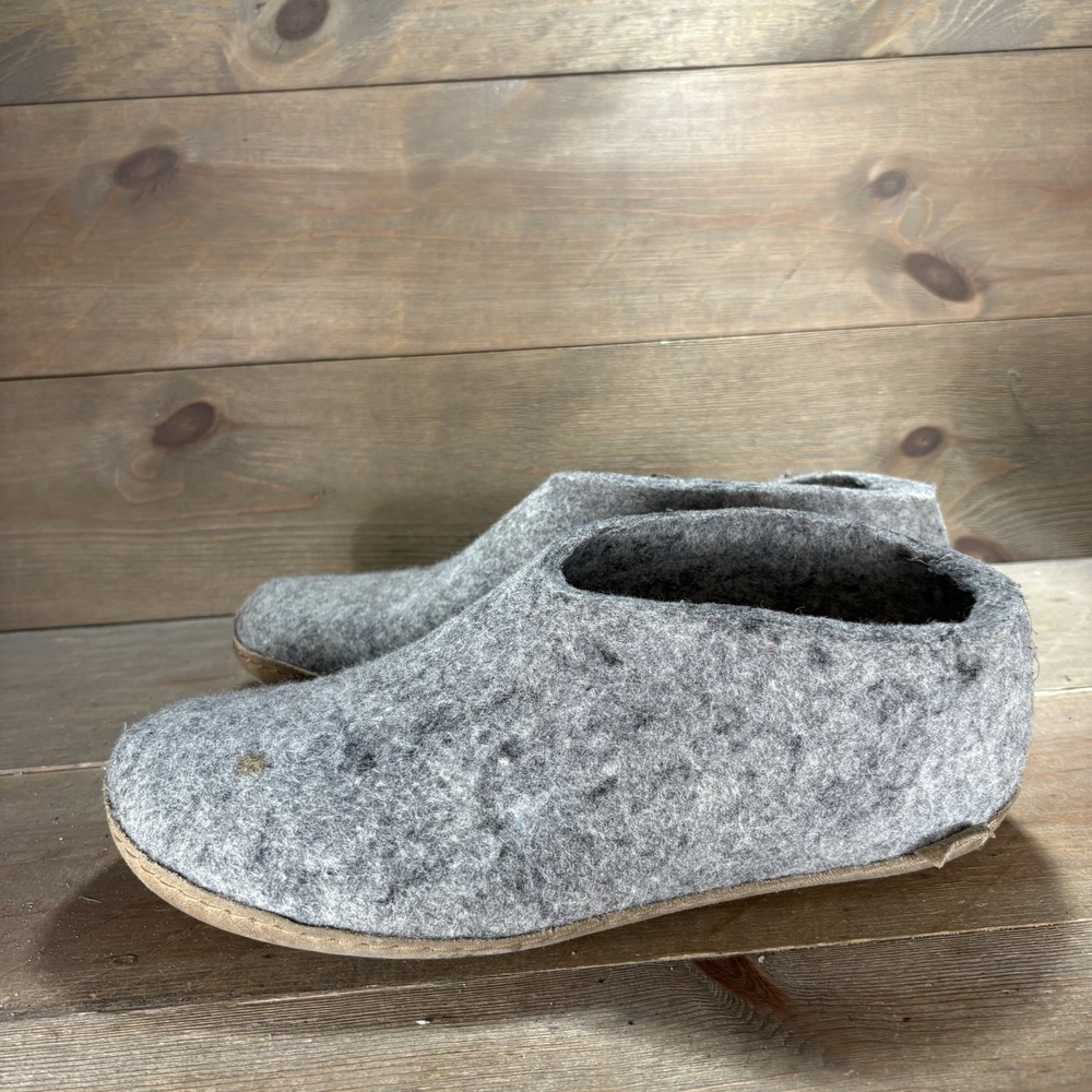 glerups mens size 43 shoes gray wool slip on comfort slippers